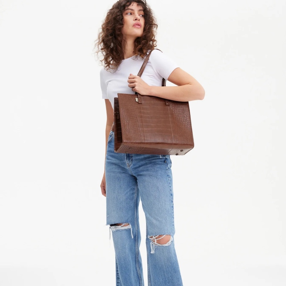 Beis Work Tote in Maple Croc - Picture 3 of 11